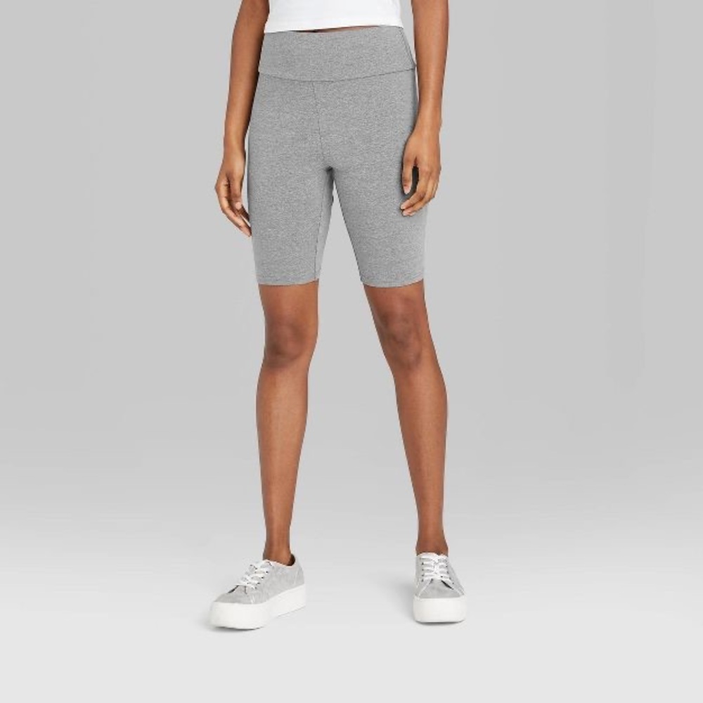 Wild Fable Women's High-Rise Bike Shorts (Solid Gray)